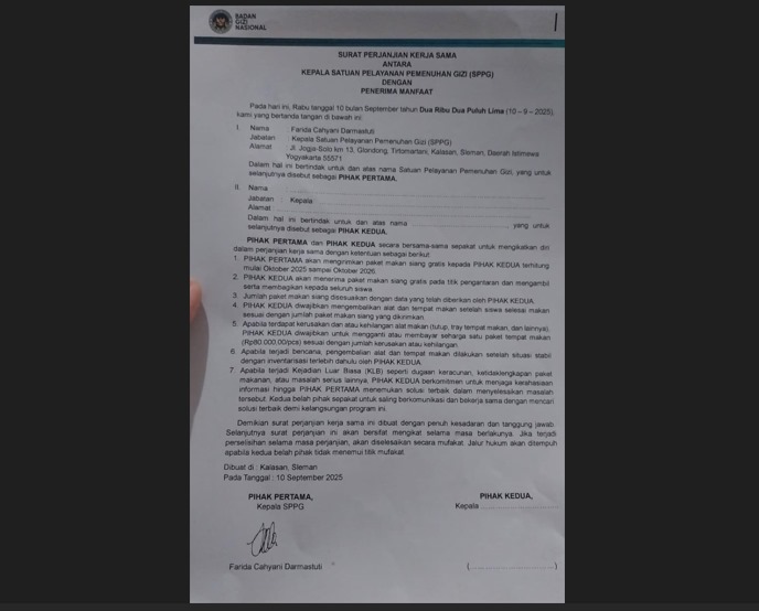 JCW Kritik Isi Perjanjian MBG, Rahasiakan Dugaan Keracunan atau Masalah Serius Lainnya