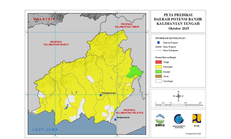 Lima Kabupaten di Kalteng Diprediksi Peningkatan Curah Hujan dan Banjir