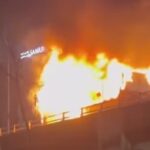 Bus Terbakar di Tol Wiyoto Kelapa Gading Jakut, Ini Penampakannya