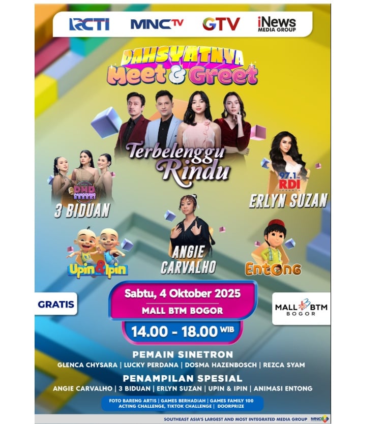 Mas Biru, Amira, hingga Bianca akan Menyapa Masyarakat Bogor di Dahsyatnya Meet and Greet Terbelenggu Rindu