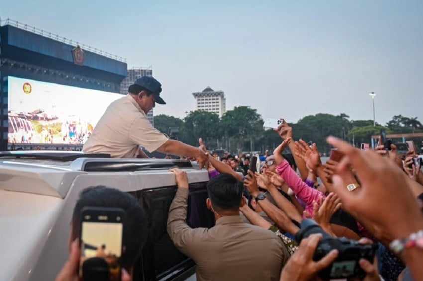 Prabowo Tinjau Gladi Bersih HUT Ke-80 TNI di Monas